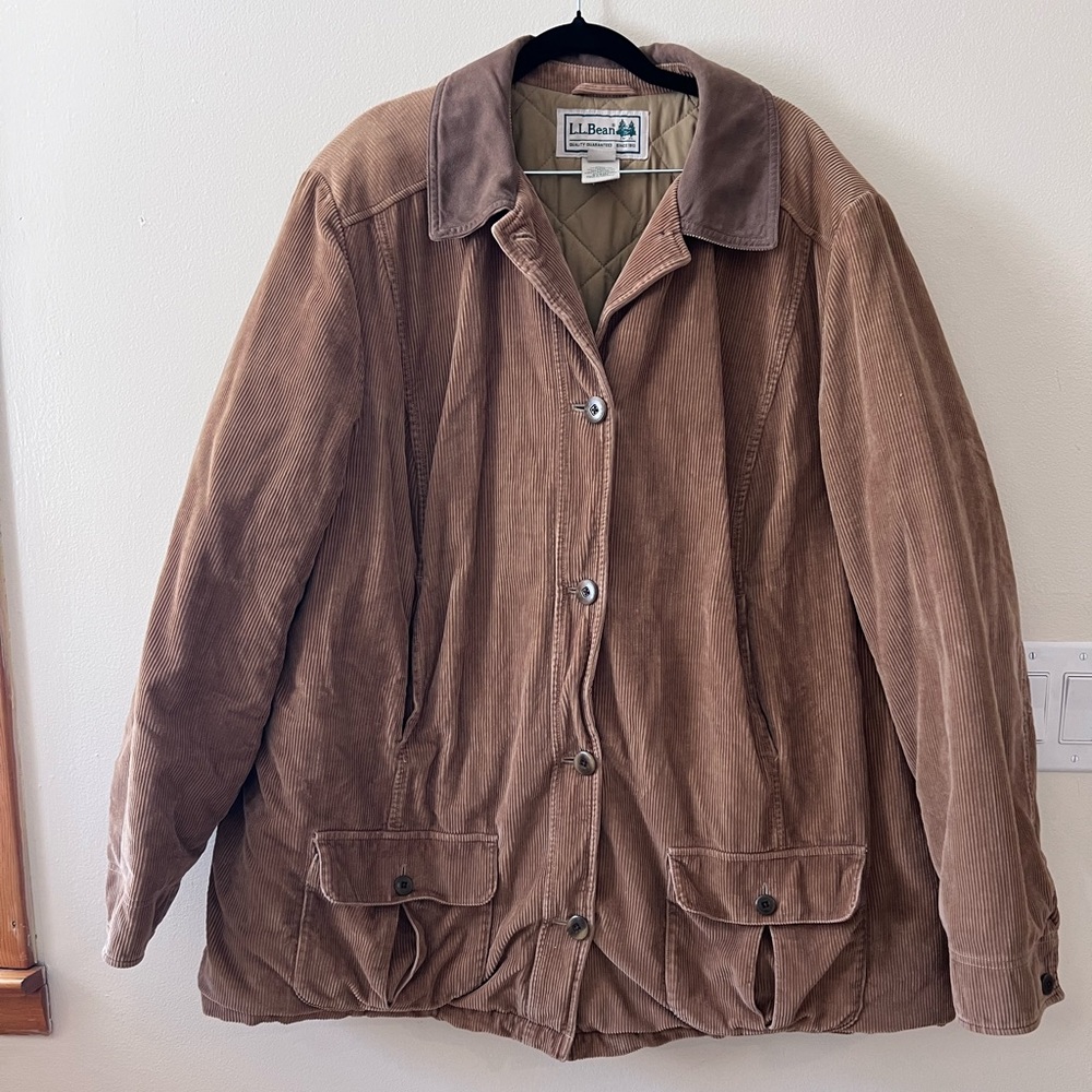 L.L. Bean Insulated Brown Corduroy Barn Chore Coat